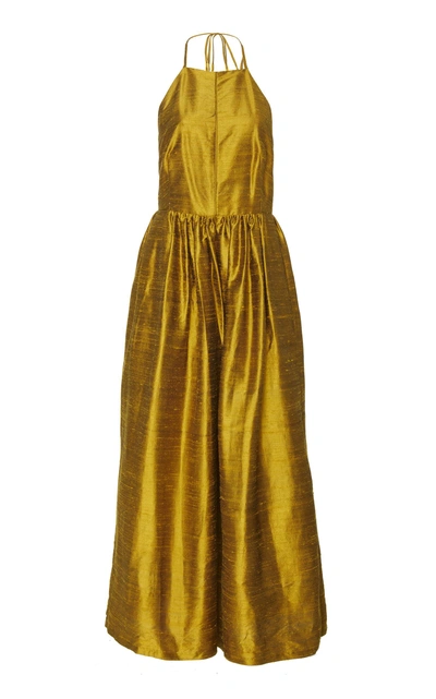 Christine Alcalay Wide-leg Silk Jumpsuit In Gold