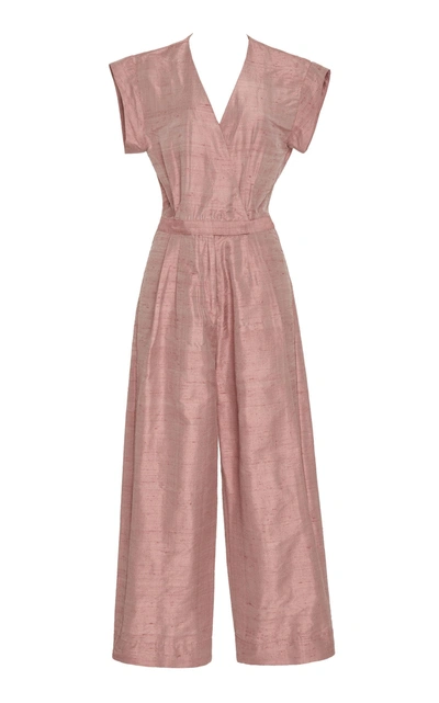 Christine Alcalay Silk Wide-leg Jumpsuit In Pink