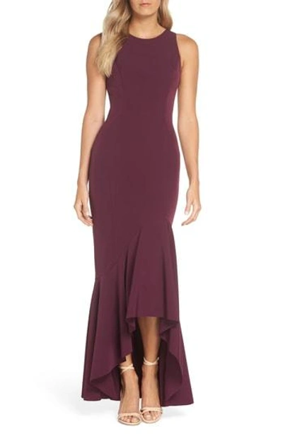 Vince Camuto High/low Trumpet Gown In Plum