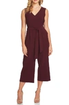 Vince Camuto Sleeveless Tie Waist Jumpsuit In Cabernet