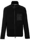 Moncler Zip Front Chest Pocket Jumper In Black