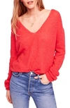 Free People Gossamer V-neck Sweater In Coral
