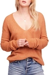 Free People Gossamer V-neck Sweater In Terracotta