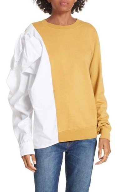 Clu Bow Colorblock Sweatshirt In Mustard/ White