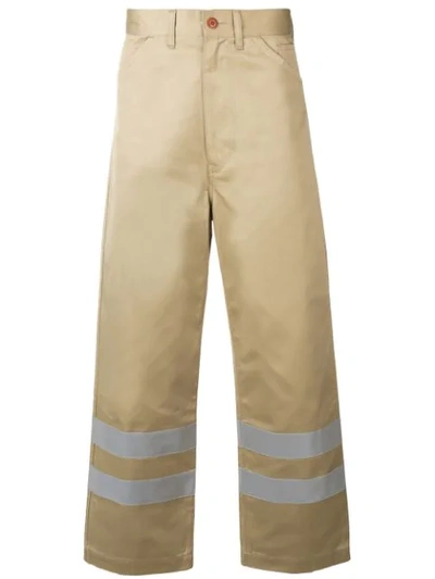 Junya Watanabe Reflective-stripe Cotton Trousers In Neutrals