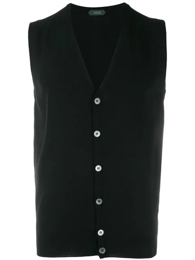 Zanone Knitted Vest In Z3017 Black