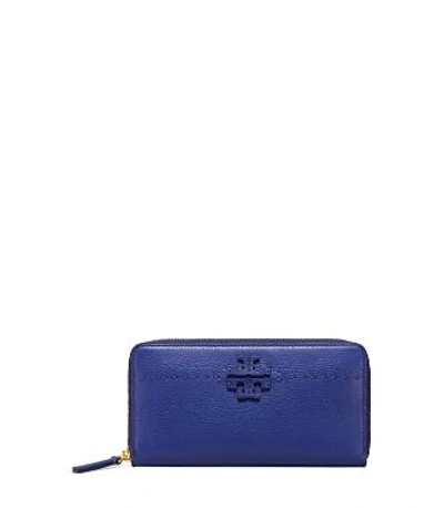 Tory Burch Mcgraw Zip Continental Wallet In Bright Indigo