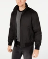 Calvin Klein Men's Classic Zip-front Ripstop Bomber Jacket In Black