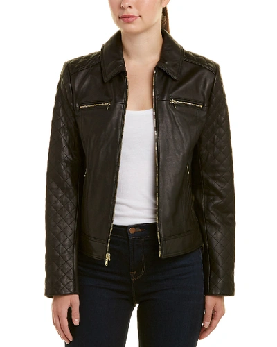 Cole Haan Quilted Lambskin Leather Jacket In Nocolor