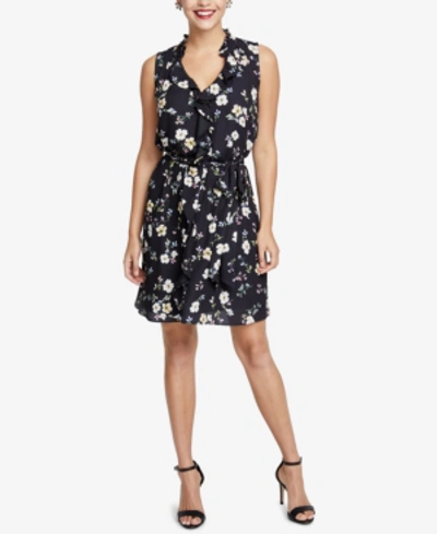 Rachel Rachel Roy Trendy Plus Size Ruffled Floral-print Dress In Black Combo