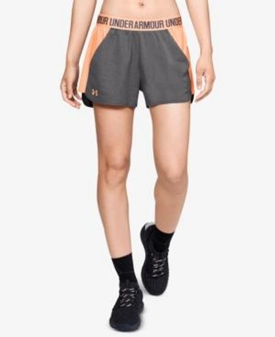 Under Armour Play Up 2.0 Shorts In Charcoal/peach Horizon