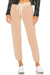 Monrow Supersoft Lace Up Sweatpant In Tan. In Pale Nude