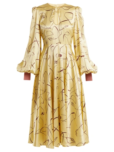 Roksanda Herona Abstract-print Silk-satin Dress In Yellow