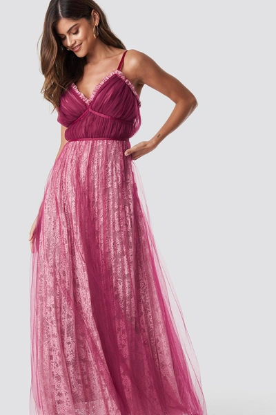 True Decadence Pleated Maxi Dress - Pink, Multicolor In Pink,multicolor