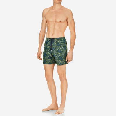 Vilebrequin Men Swim Trunks Embroidered Hypnotic Turtles In Blue