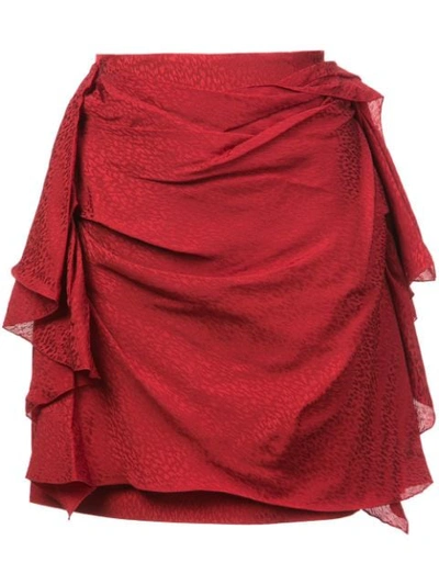 Carmen March Draped Mini Skirt In Red