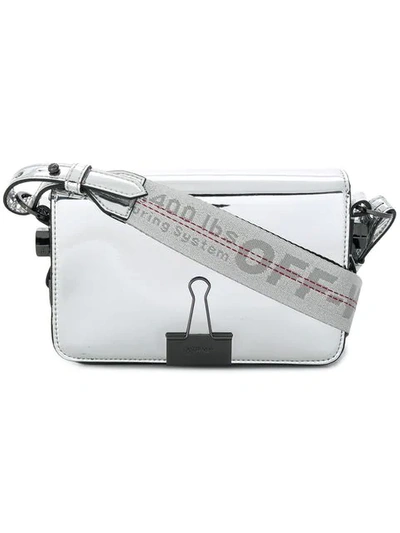 Off-white Mini Mirror Binder Clip Bag In Metallic