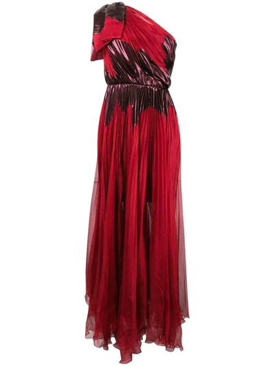 Maria Lucia Hohan One-shoulder Plissé Gown - Red