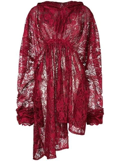 Barbara Bologna Lace Oversized Hooded Dress In Red