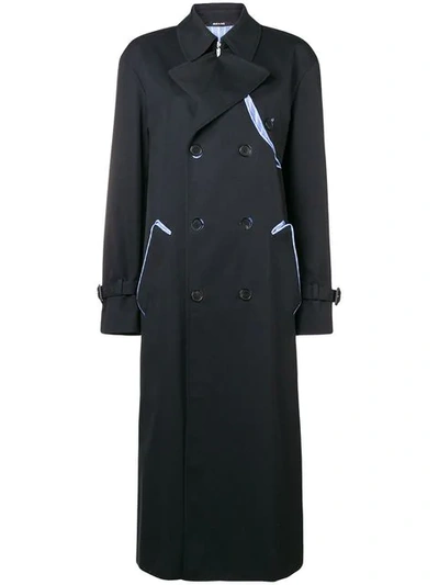 Maison Margiela Long-sleeved Waterrepellent Trenchcoat In Black