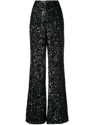 Victoria Victoria Beckham Sequined Flared Pants In Black