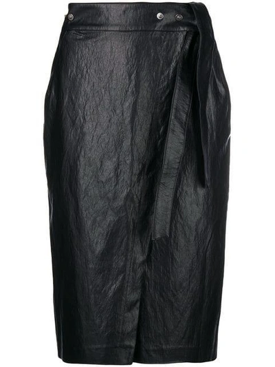Nude Wrap Midi Skirt - Black