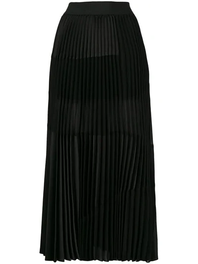 Nude Pleated Midi Skirt - Black