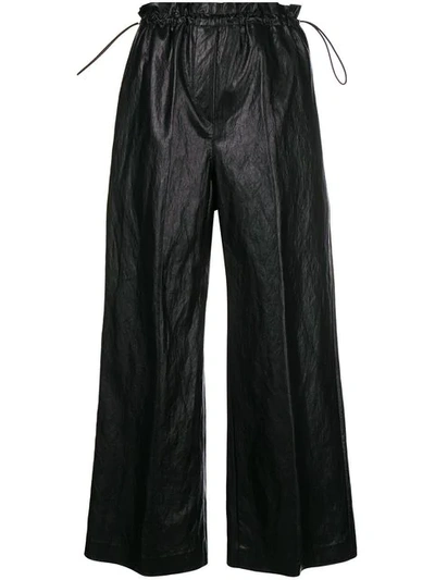 Nude Cropped Wide Leg Trousers - Black