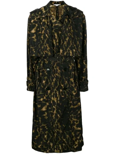Stella Mccartney Leopard Printed Trench Coat - Black