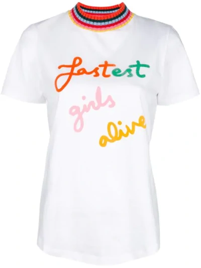 Mira Mikati Fastest Girls Alive Print Cotton T-shirt In White