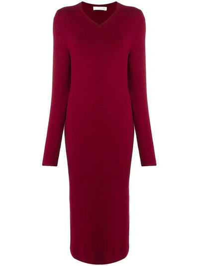 Victoria Beckham Long Sweater Dress In Red