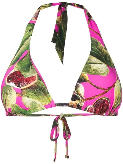 Dolce & Gabbana Printed Triangle Bikini Top In Pink