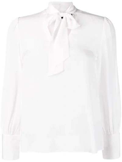 Alice And Olivia Pussy Bow Blouse In White