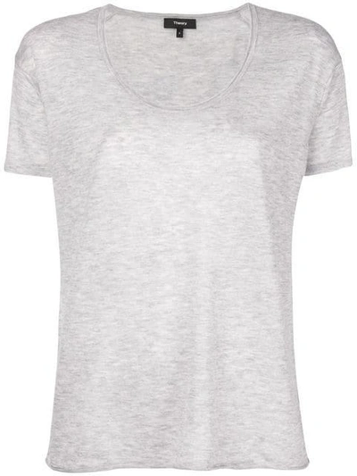 Theory Cashmere Fine Knit Top In Grey