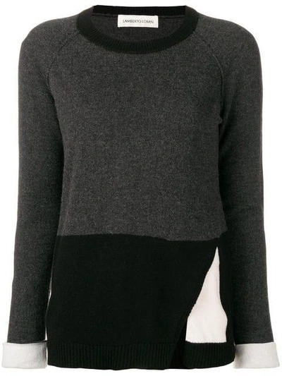 Lamberto Losani Colour-block Fitted Sweater - Grey