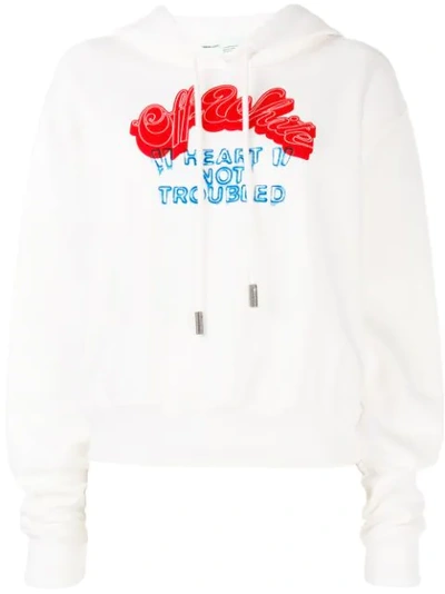 Off-white Heart Not Troubled Cotton Hoodie In White