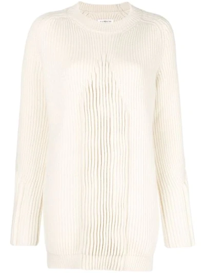 Maison Margiela Ribbed Knit Sweater In Neutrals