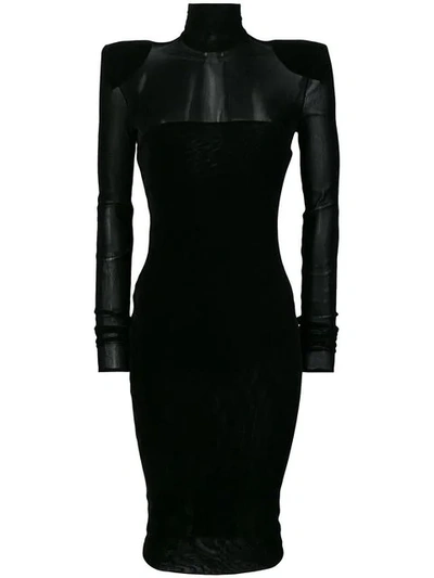 Alexandre Vauthier Sheer Panel Midi Dress - Black