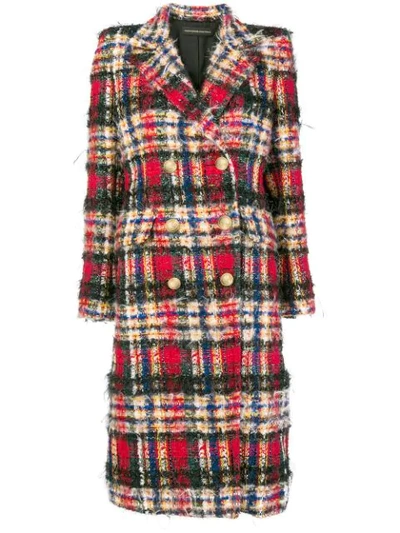 Alexandre Vauthier Oversized Check Coat In Red