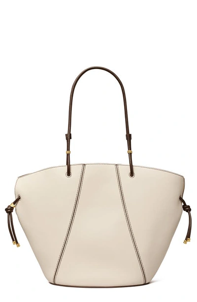 Tory Burch Spaghetti Leather Tote In New Ivory