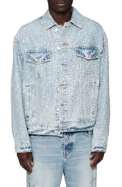 Purple Brand Crystal Galore Denim Jacket In Light Indigo