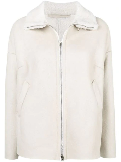 Salvatore Santoro Shearling Collar Jacket In Avorio