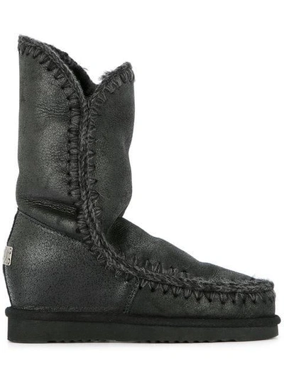 Mou Stitched Snow Boots - Black