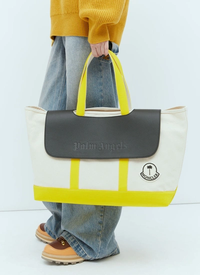 Moncler X Palm Angels Women Logo Patch Canvas Tote Bag In Yellow