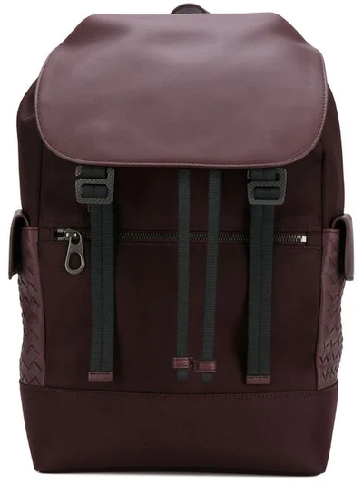 Bottega Veneta Intrecciato Panel Backpack In Brown