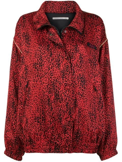 Alessandra Rich Leopard Print Sports Jacket - Red