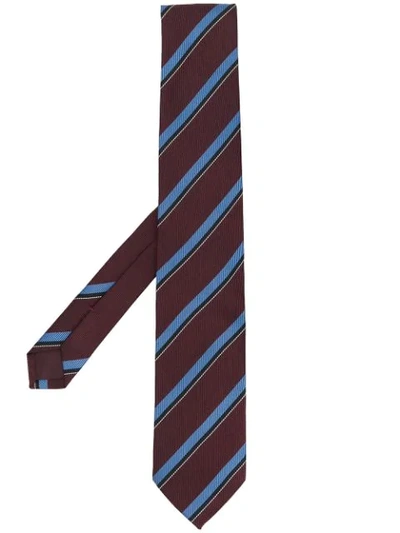 Prada Diagonal Striped Tie - Red