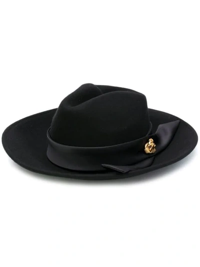 Elisabetta Franchi Brooch Embellished Hat - Black
