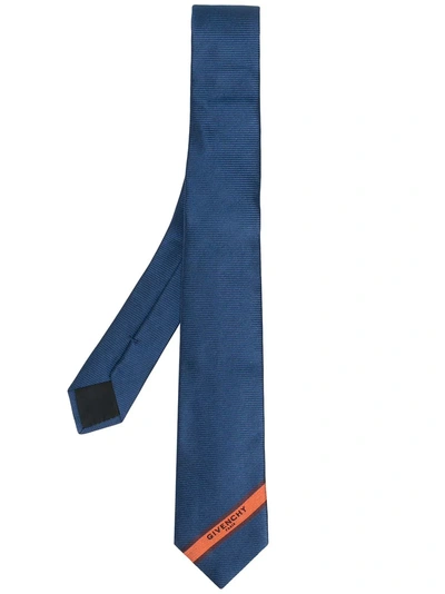 Givenchy Diagonal Stripe Detail Tie - Blue