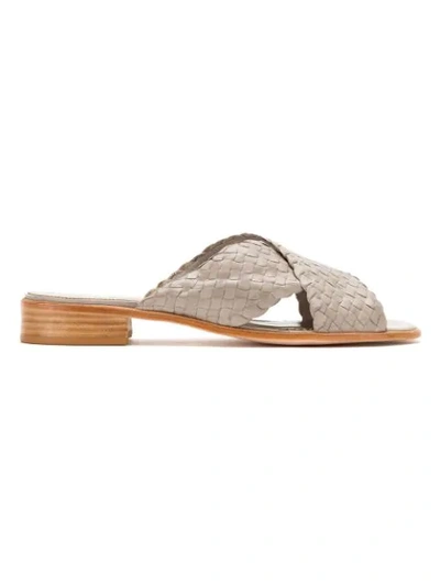 Sarah Chofakian Crossover Strap Sandals In Grey